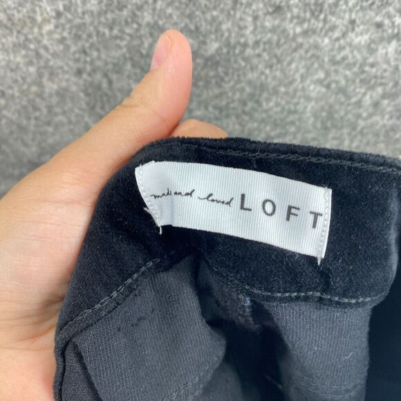 Loft Pants Women 27 Plus Black Mid Rise Corduroy Curvy Skinny Flat Front Chino - Picture 8 of 11